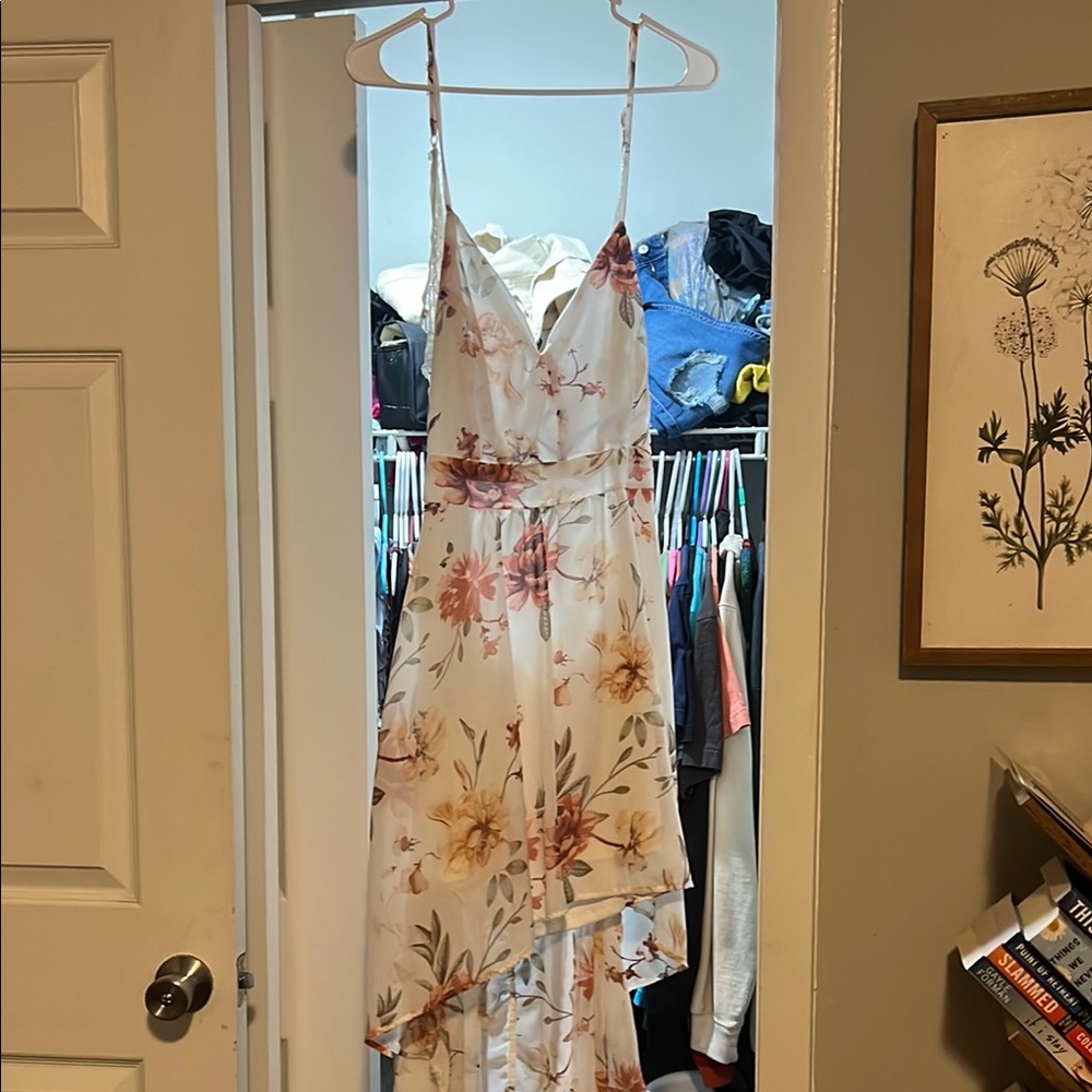 Rue21 Floral High Low Dress - White and Pink